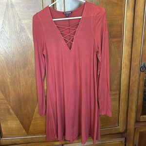 Express Red long sleeve dress size Medium